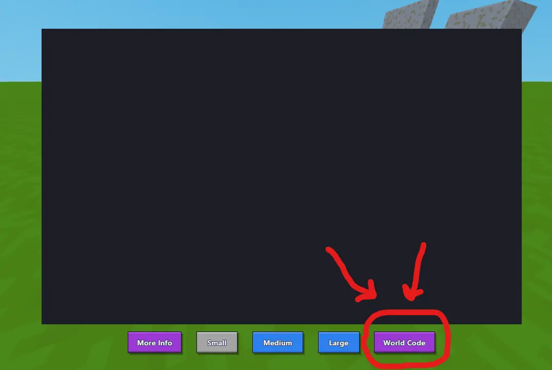 Code Block popup with World Code button
