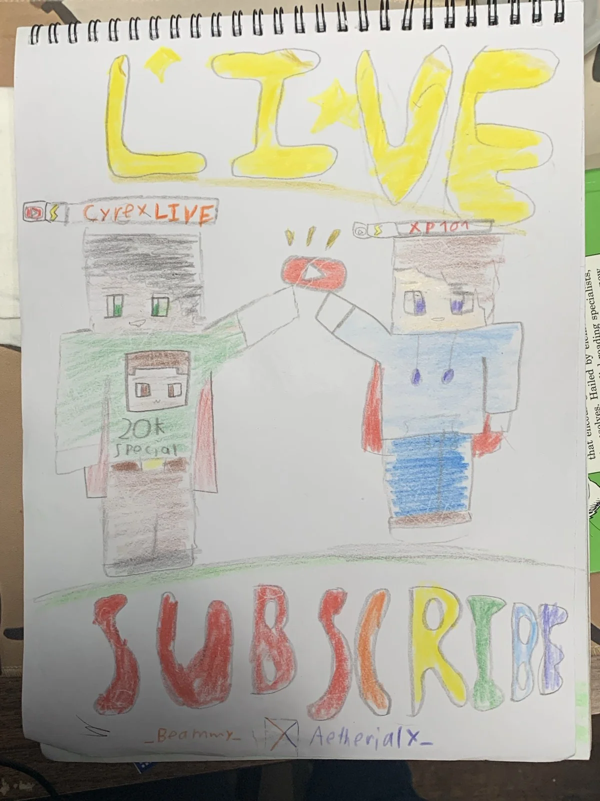 Drawing I made to congratulate Cyrex for 20k subs and Xp101 for live